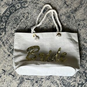 Bride Tote with Gold Sequin Letters